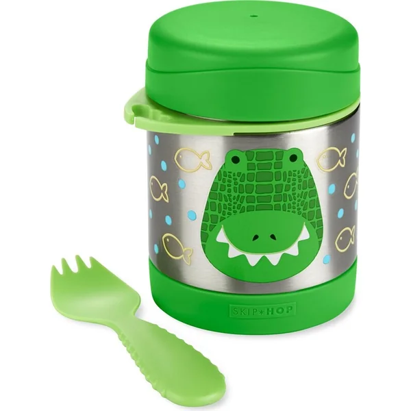 SKIP HOP Zoo Thermos pour aliments avec cuillère/fourchette Crocodile 325 ml, 3 ans+