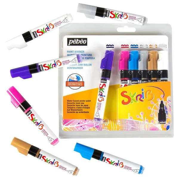 SKRIB PAINT MARKER GOUACHE SET 6 MARQUEURS POESIE
