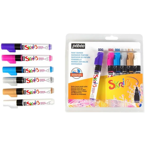 SKRIB PAINT MARKER GOUACHE SET 6 MARQUEURS POESIE