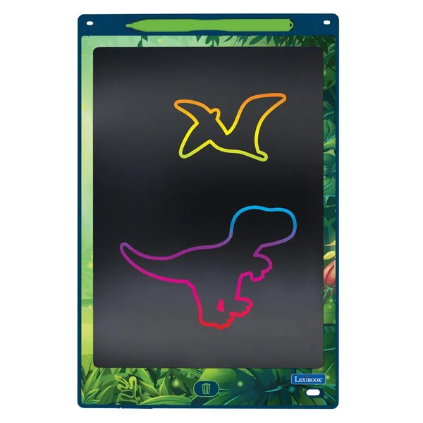 TABLETTE A DESSINS EDUCATIVE ENCRE ELECTRONIQUE MULTICOLORE 28CM AVEC POCHOIRS DINOSAURES