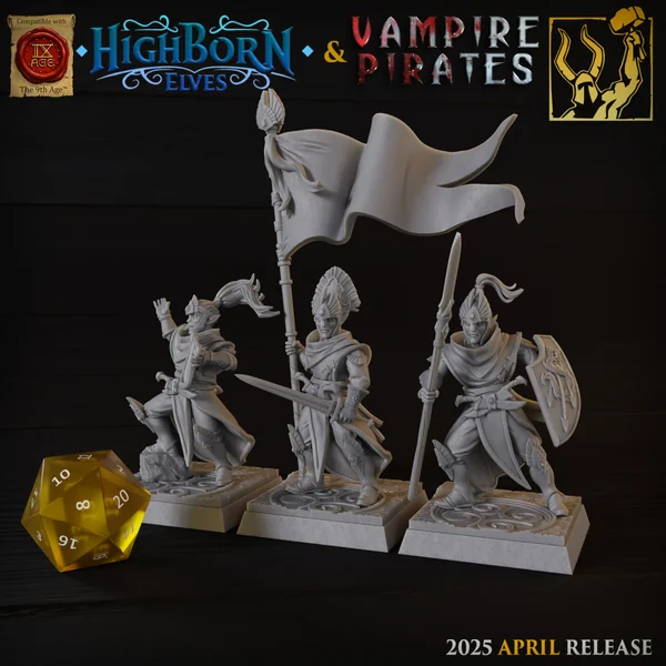 Titan Forge – Highbornes Elves – Warriors Spears & Shield with EMC