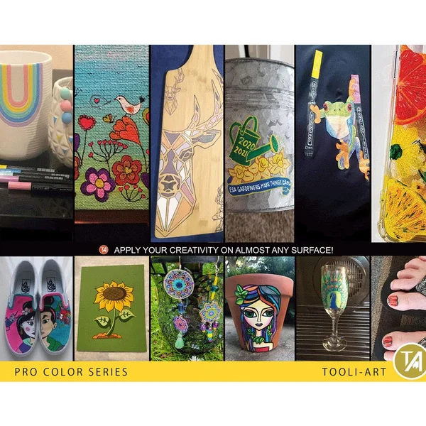 TOOLI-ART Marqueur Acrylique Set Gris 22 couleurs EF 07mm