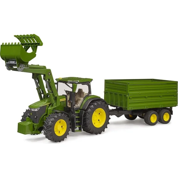 Tracteur Bruder John Deere avec chargeur frontal et remorque basculante