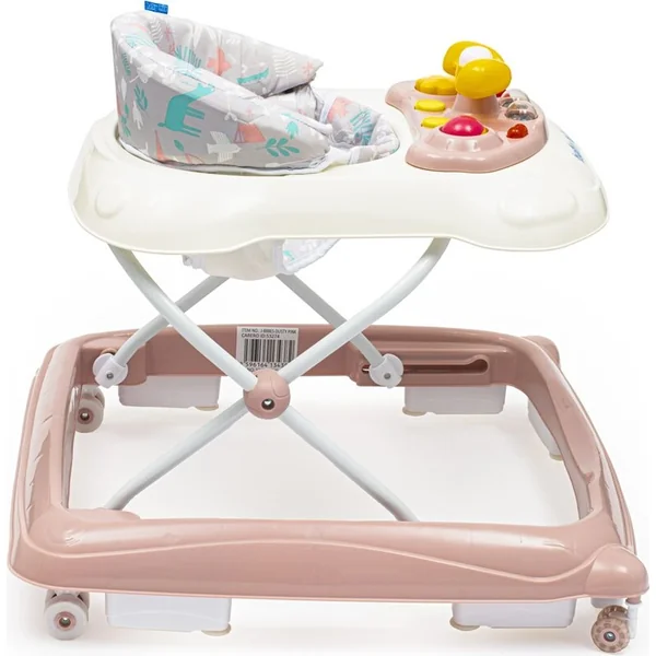 Trotteur pour enfants Baby Mix avec volant et roues en silicone rose