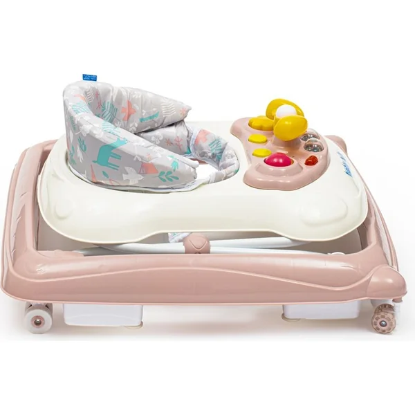Trotteur pour enfants Baby Mix avec volant et roues en silicone rose