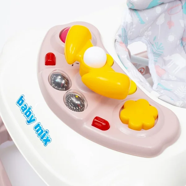 Trotteur pour enfants Baby Mix avec volant et roues en silicone rose