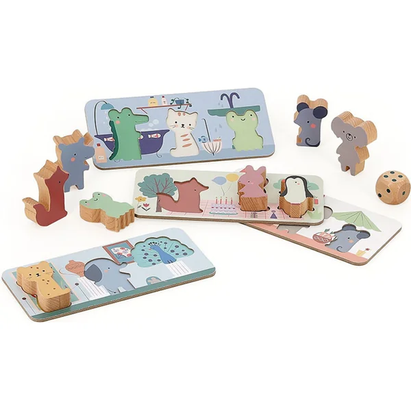 Vilac Ensemble de jeux avec des animaux pour les tout-petits 4 en 1