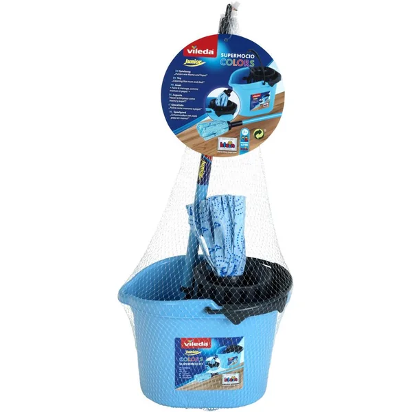 VILEDA - SET DE MÉNAGE AVEC SEAU ET BALAI À FRANGES COLOR LINE