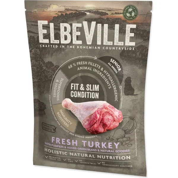 Échantillon ELBEVILLE senior Toutes Races Dinde Fraîche Fit & Slim Condition 100g